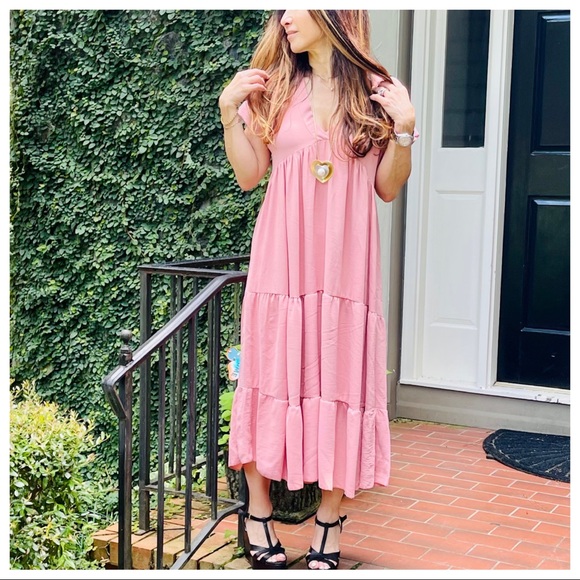 MADE IN ITALY FABULOUS V TIERED MAXI DRESS - Picture 5 of 7